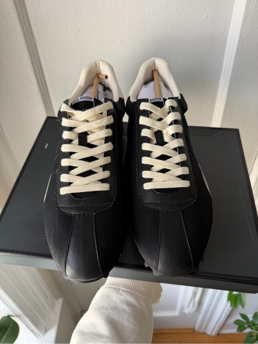 Steve Madden Black and White Retro Runner Sneakers - Picture 2 of 6